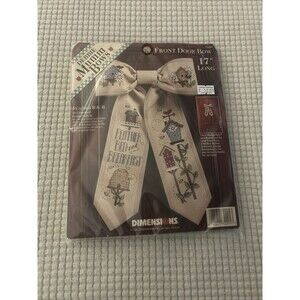 Dimensions Debbie Mumm Feather B & B Front Door Bow Counted Cross Stitch Kit 17”